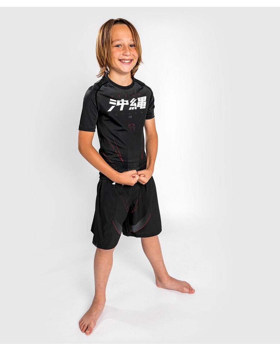 Venum Okinawa 3.0 Rashguard Lengan Pendek - Untuk Anak - Hitam/merah