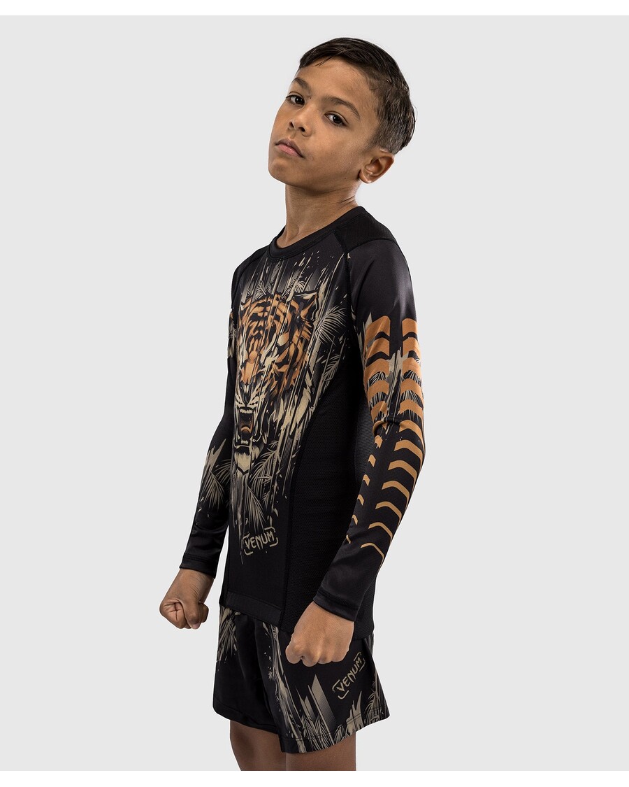 Venum Tiger Kids Rashguard עם שרוול ארוך - שחור/ניאון כתום