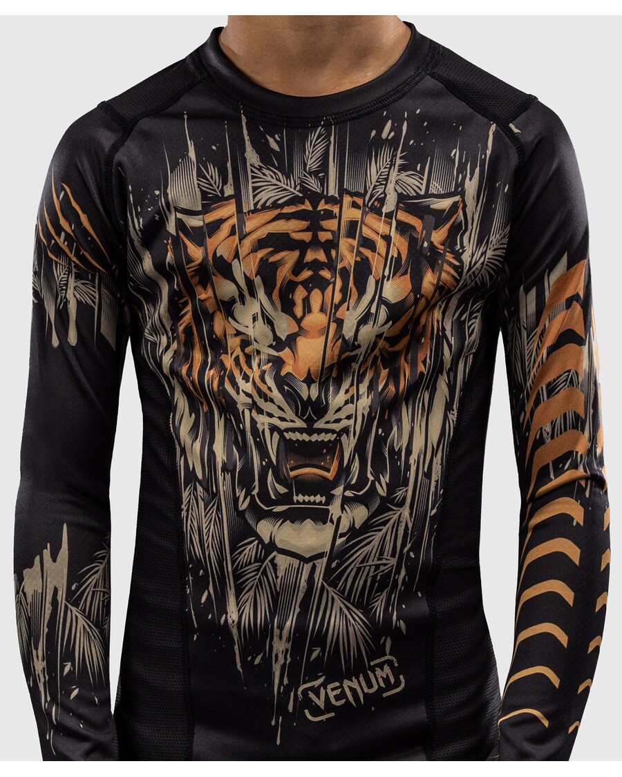 Venum Tiger Kids Rashguard עם שרוול ארוך - שחור/ניאון כתום