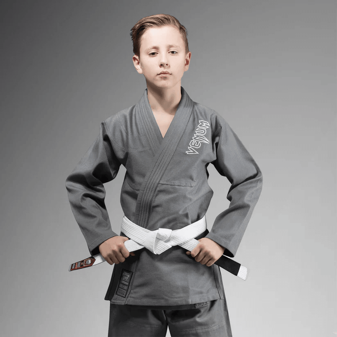Venum Contender Kids Bjj Gi (gratis Vitt Bälte Ingår) - Grå