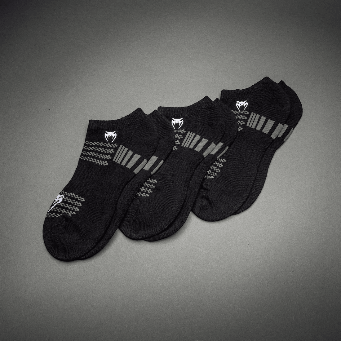 Venum Vector No-Show Socks 3 Pack - Black/Grey