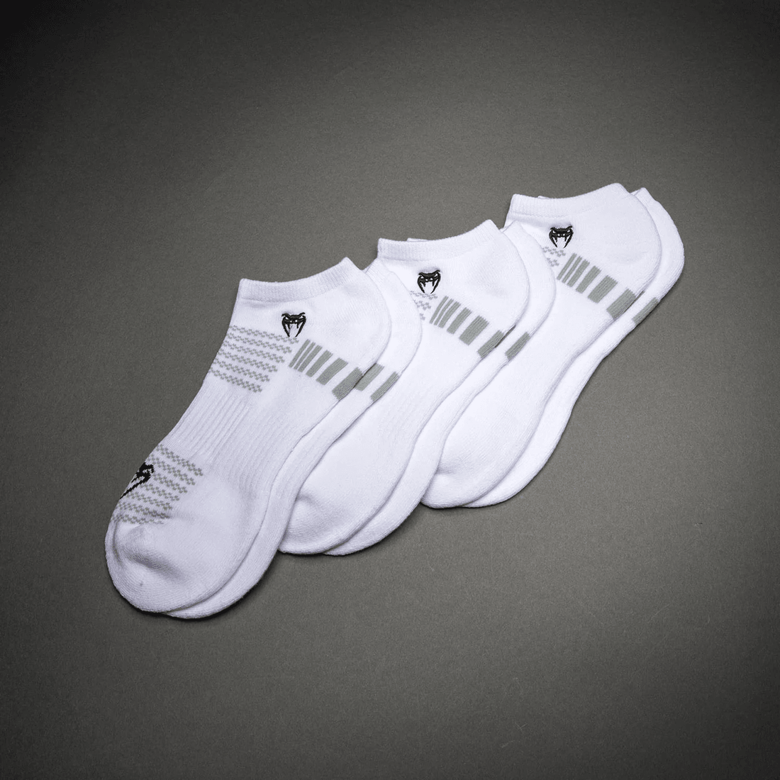 Venum Vector No-Show Socks 3 Pack - White/Grey