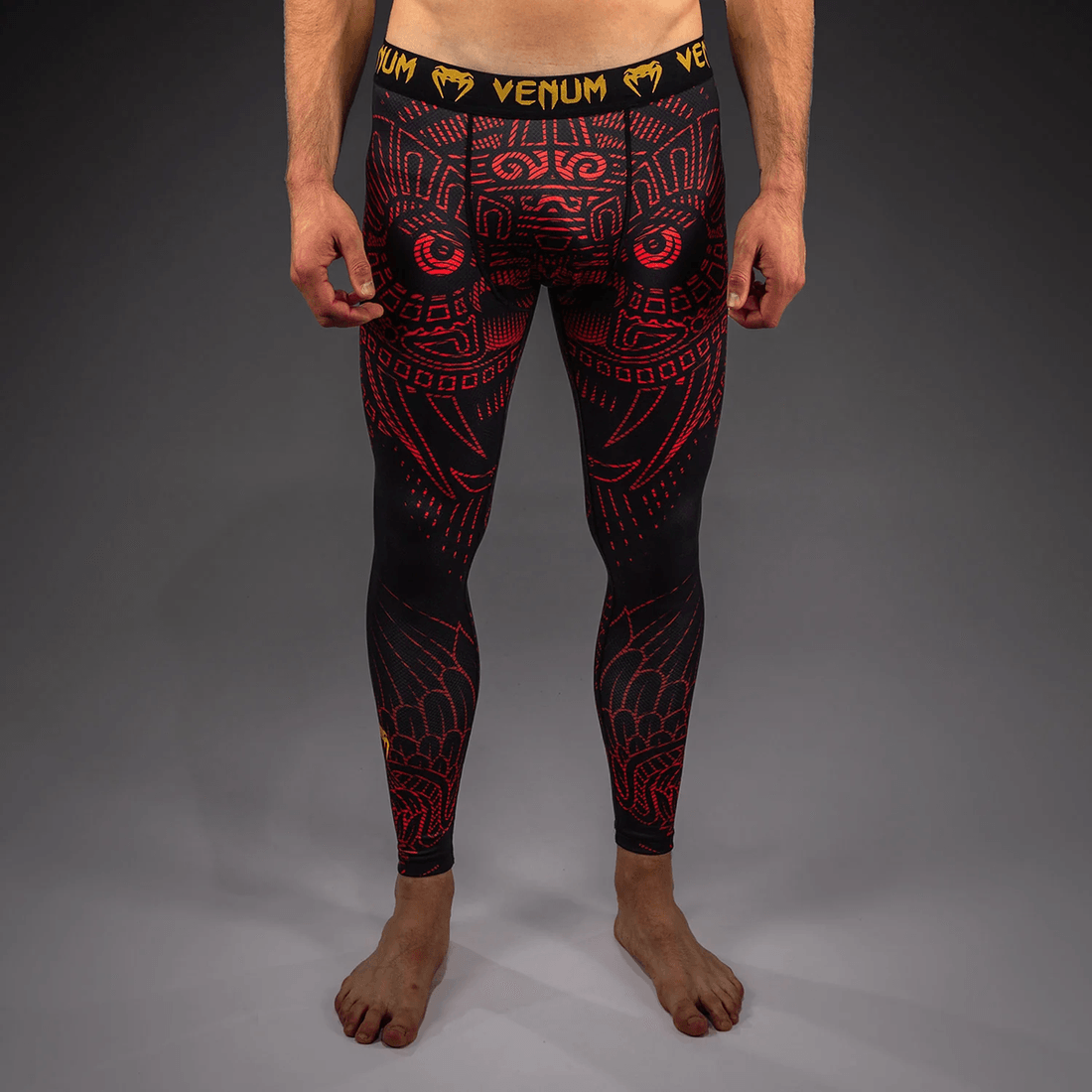 Venum Quetzal Fury Spats - Black/Fury Red/ Tangerine