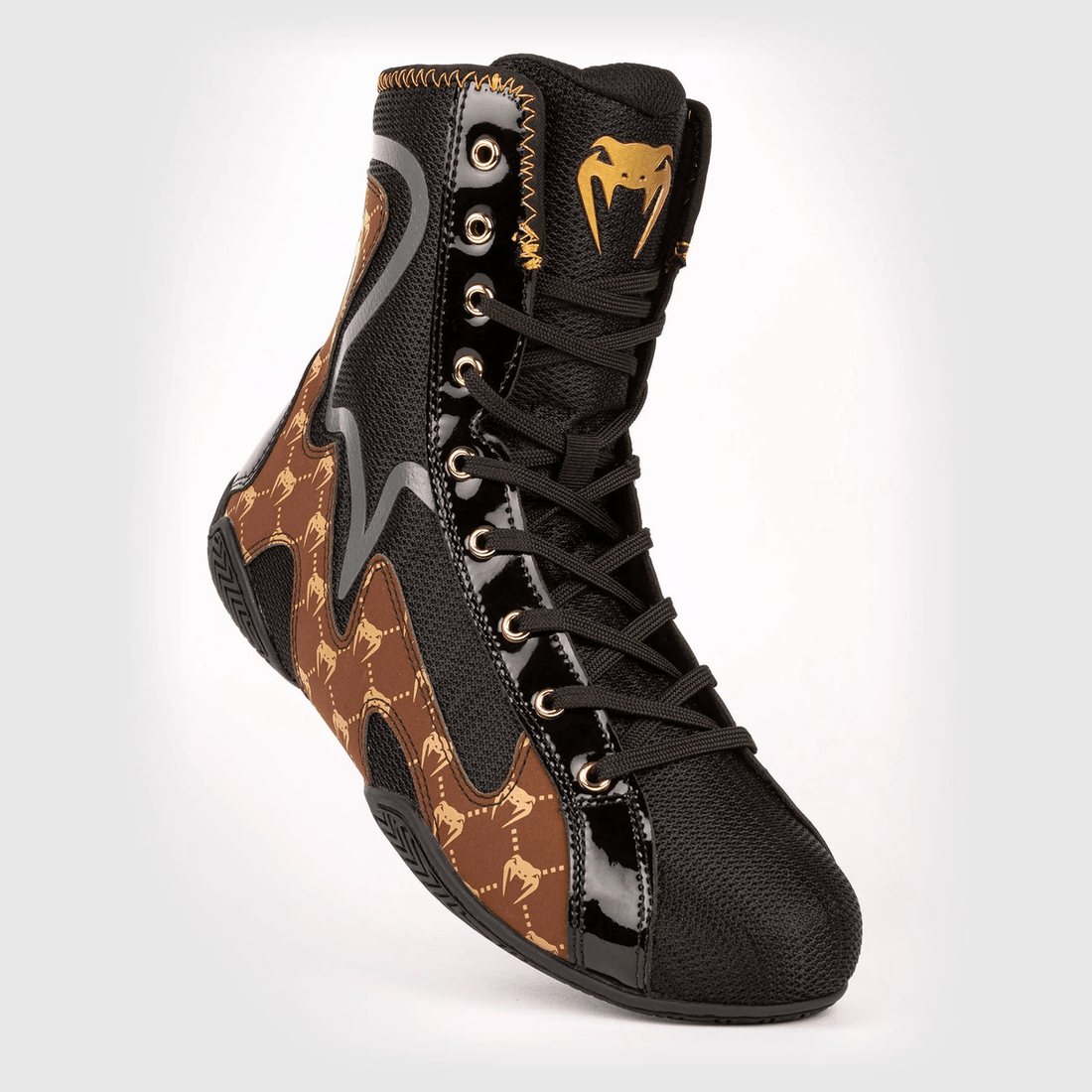 Venum Elite Evo Monogram Boxing Shoes – Black/Brown