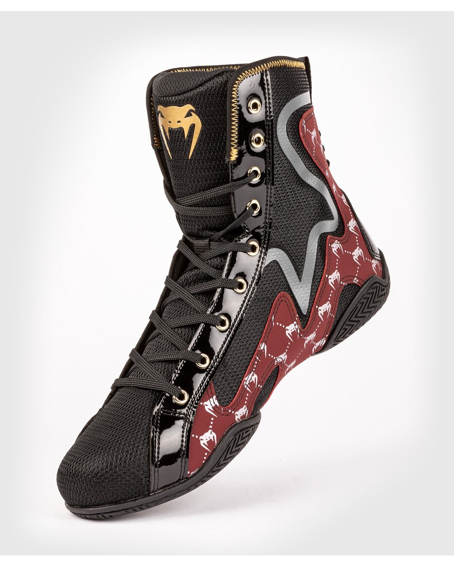 Venum Elite Evo Monogram Boxing Shoes – Black/Burgundy