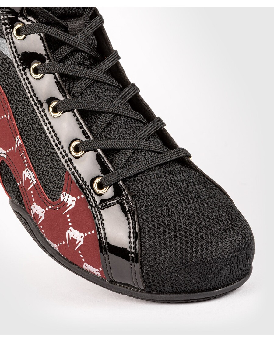 Venum Elite Evo Monogram Boxing Shoes – Black/Burgundy