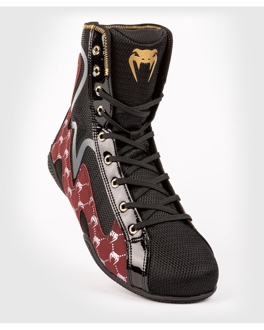 Sepatu Tinju Venum Elite Evo Monogram – Hitam/merah Anggur