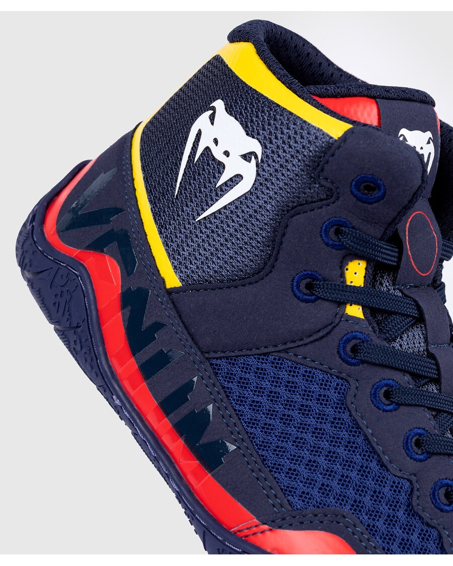 Venum エリート レスリング シューズ - ブルー/イエロー