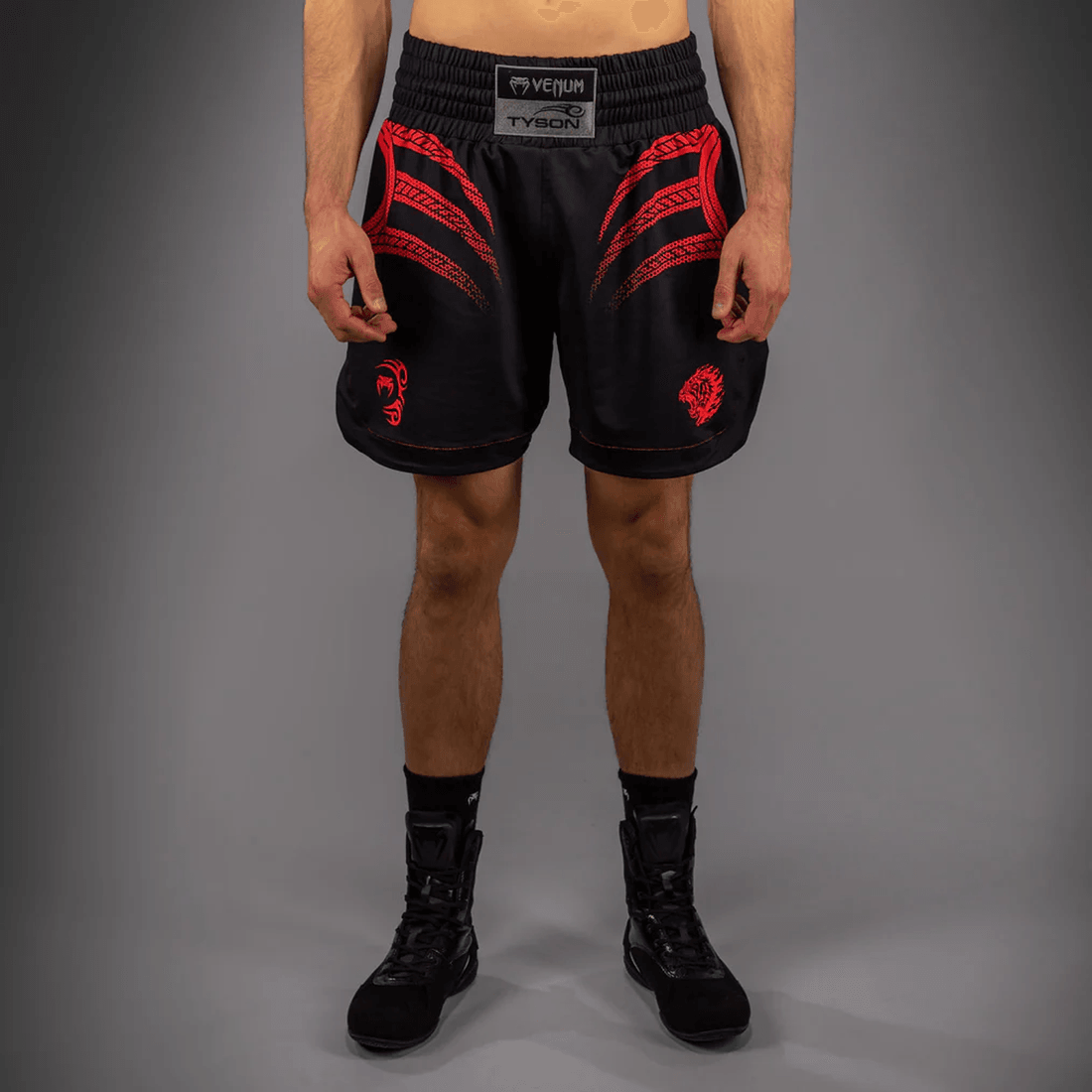 Venum x Mike Tyson Tiger Boxing Shorts - Deep Black/Intense Red