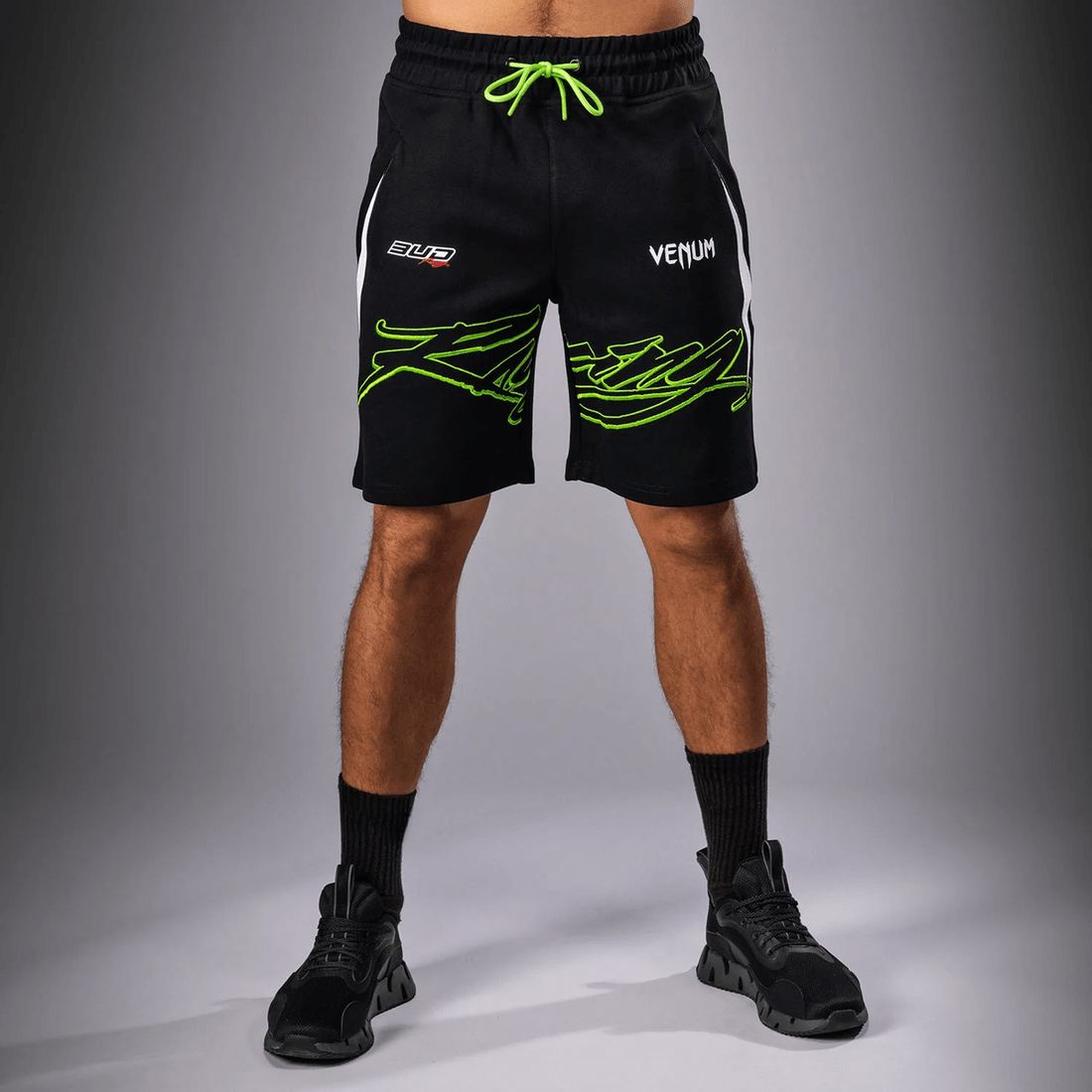 Venum x Bud Racing Men’s Cotton Shorts - Black/White/Lime Green