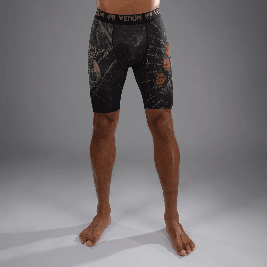 Venum Santa Muerte 5.0 Men’s Vale Tudo Shorts - Deep Black/Gold