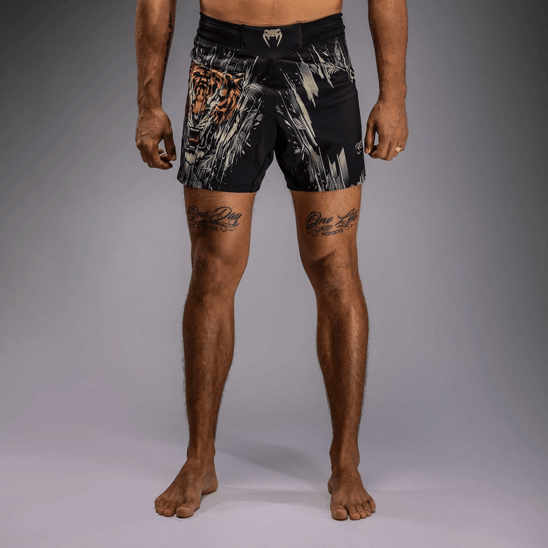 Venum Tiger Men's Fight Shorts - Black/Neon Orange