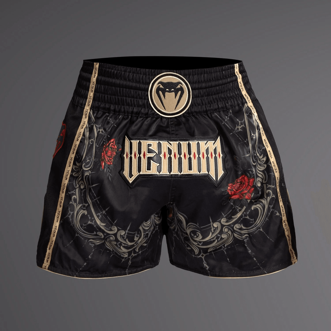 Venum Santa Muerte 5.0 Muay Thai Shorts - Deep Black/Gold