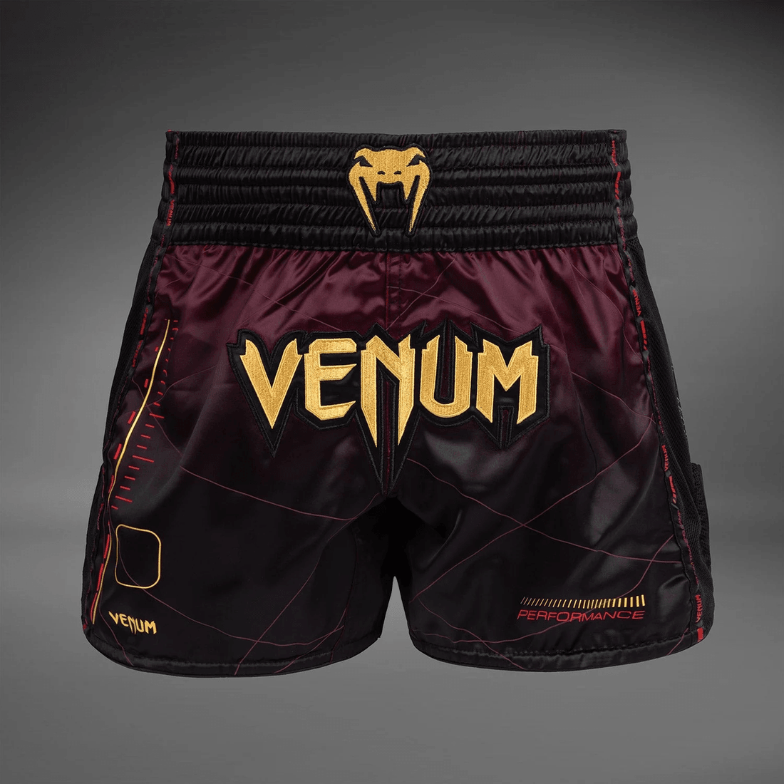 Venum Tactical XT Muay Thai Shorts - Black/Burgundy/Gold