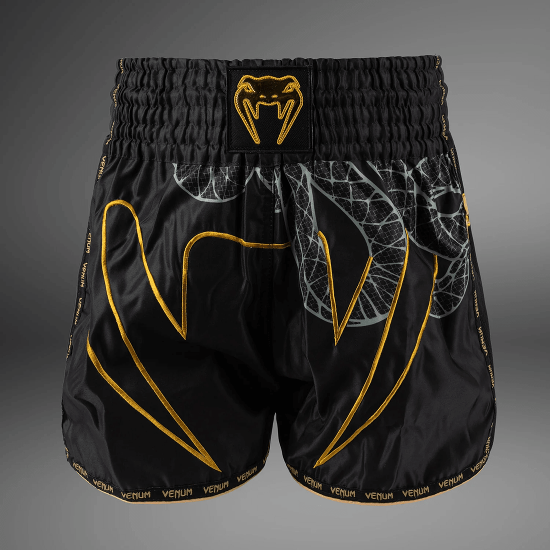 Venum Serpenti Muay Thai Shorts - Black/Silver/Gold