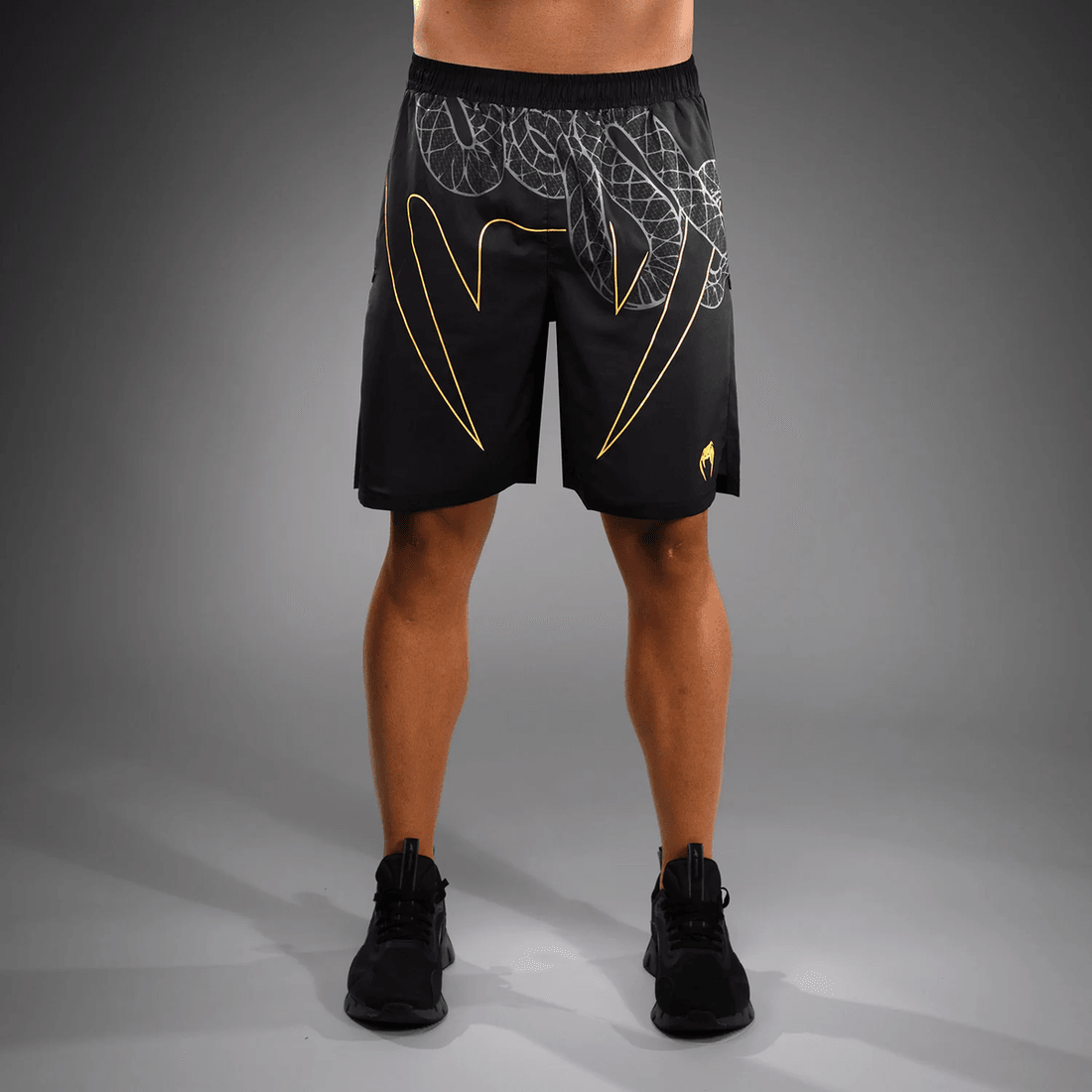 Venum Serpenti Training Shorts - Black/Silver/Gold