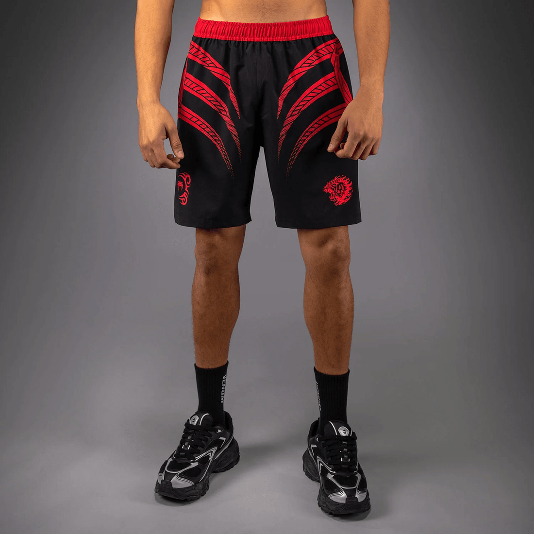 Venum x Mike Tyson Tiger Training Shorts - Deep Black/Intense Red