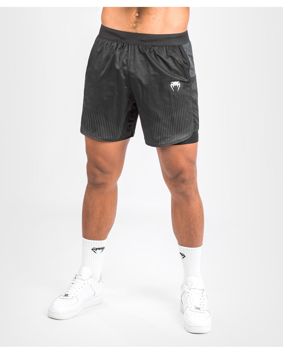 Venum Biomecha 2-in-1-Trainingsshorts – Schwarz/Grau