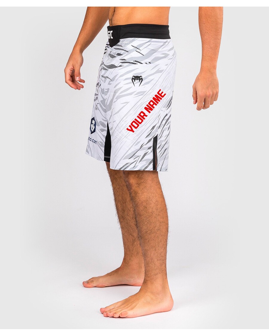 UFC Fusion Von Venum Personalisierte Authentische Fight Night Herren-Kampfshorts – Lange Passform – Weiß