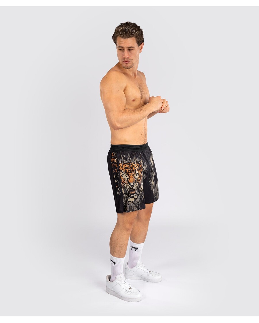 Celana Pendek Latihan Pria Venum Tiger - Hitam/oranye Neon