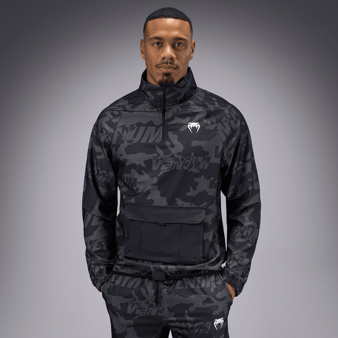 Venum Trooper Men's Half-Zip Jacket - Black/Dark Charcoal