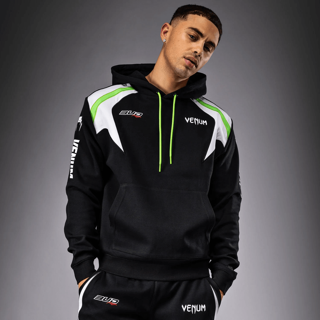 Venum x Bud Racing Men’s Hoodie - Black/White/Lime Green