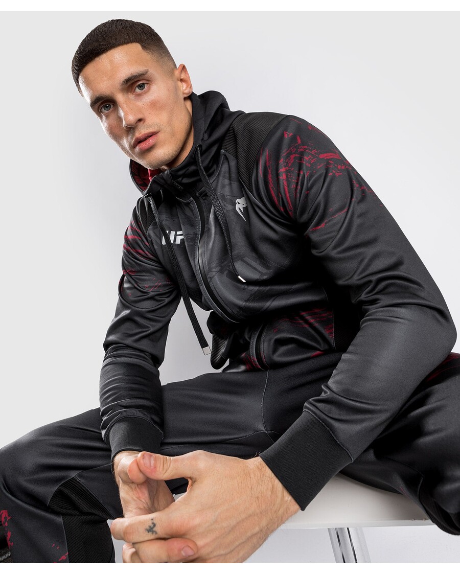 Ufc Venum Authentic Fight Week 2.0 Hættetrøje Med Lynlås Til Mænd - Sort/rød