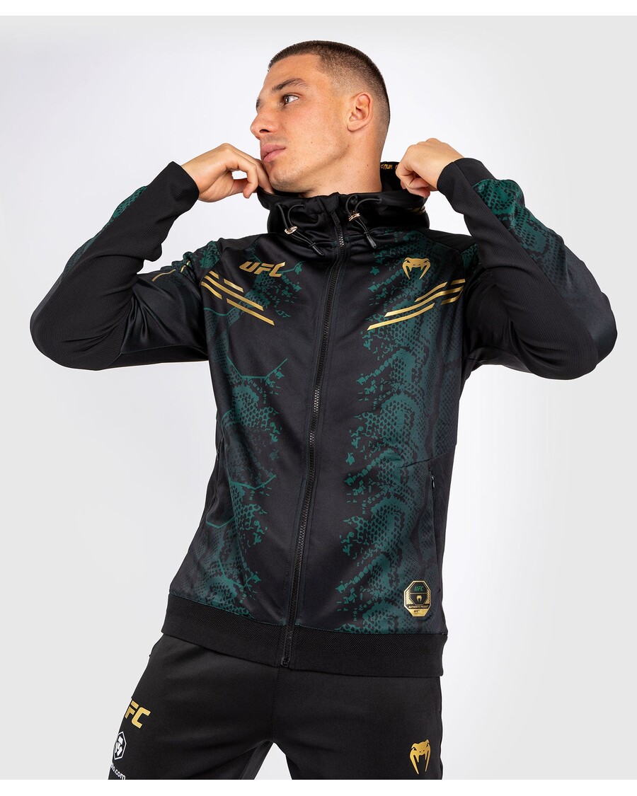 Ufc Adrenaline By Venum Isikupärastatud Autentne Võitlusõhtu Meeste Kapuuts – Smaragdväljaanne – Roheline/must/kuldne