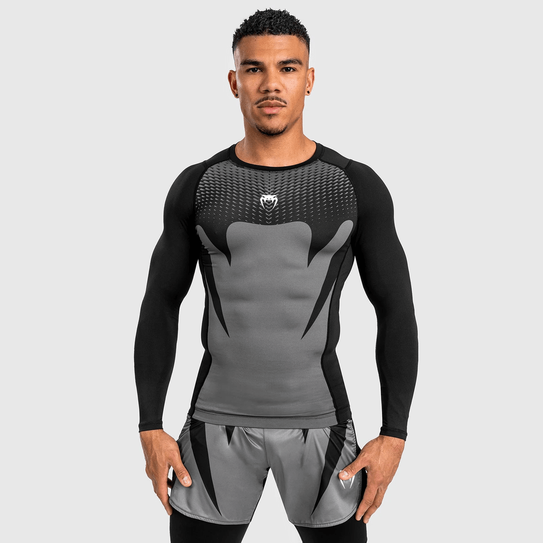 Venum Attack Men's Long Sleeve Rashguard - Black/Grey