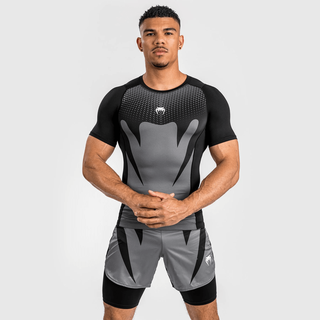 Venum Attack Men's Short Sleeve Rashguard - Black/Grey
