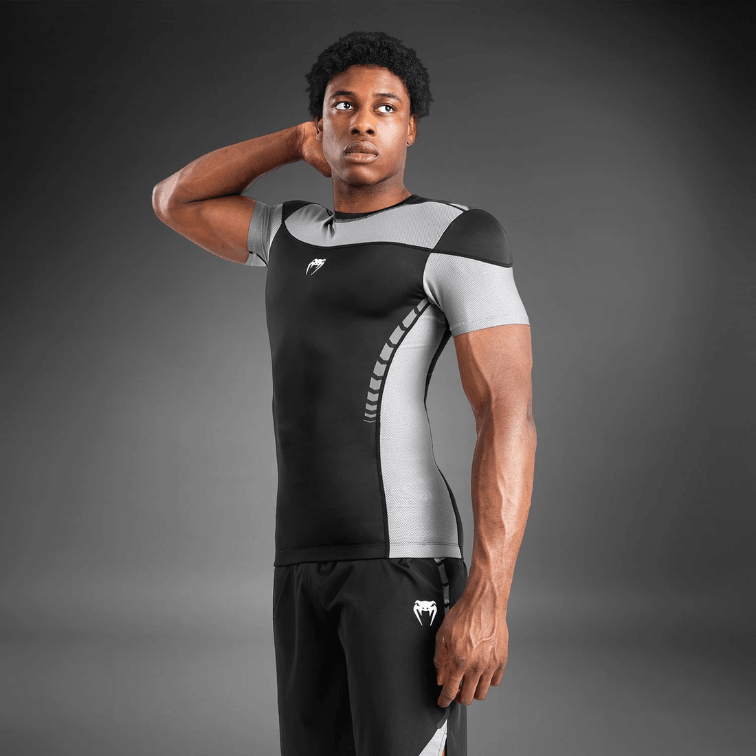 Venum Tempest Men's Short Sleeve Rashguard - Black/Grey