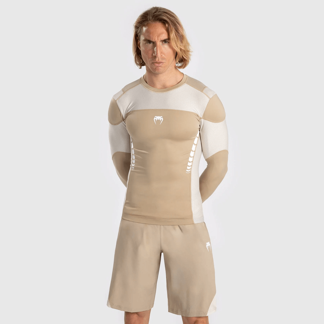 Venum Tempest Men's Long Sleeve Rashguard - Beige/Sand