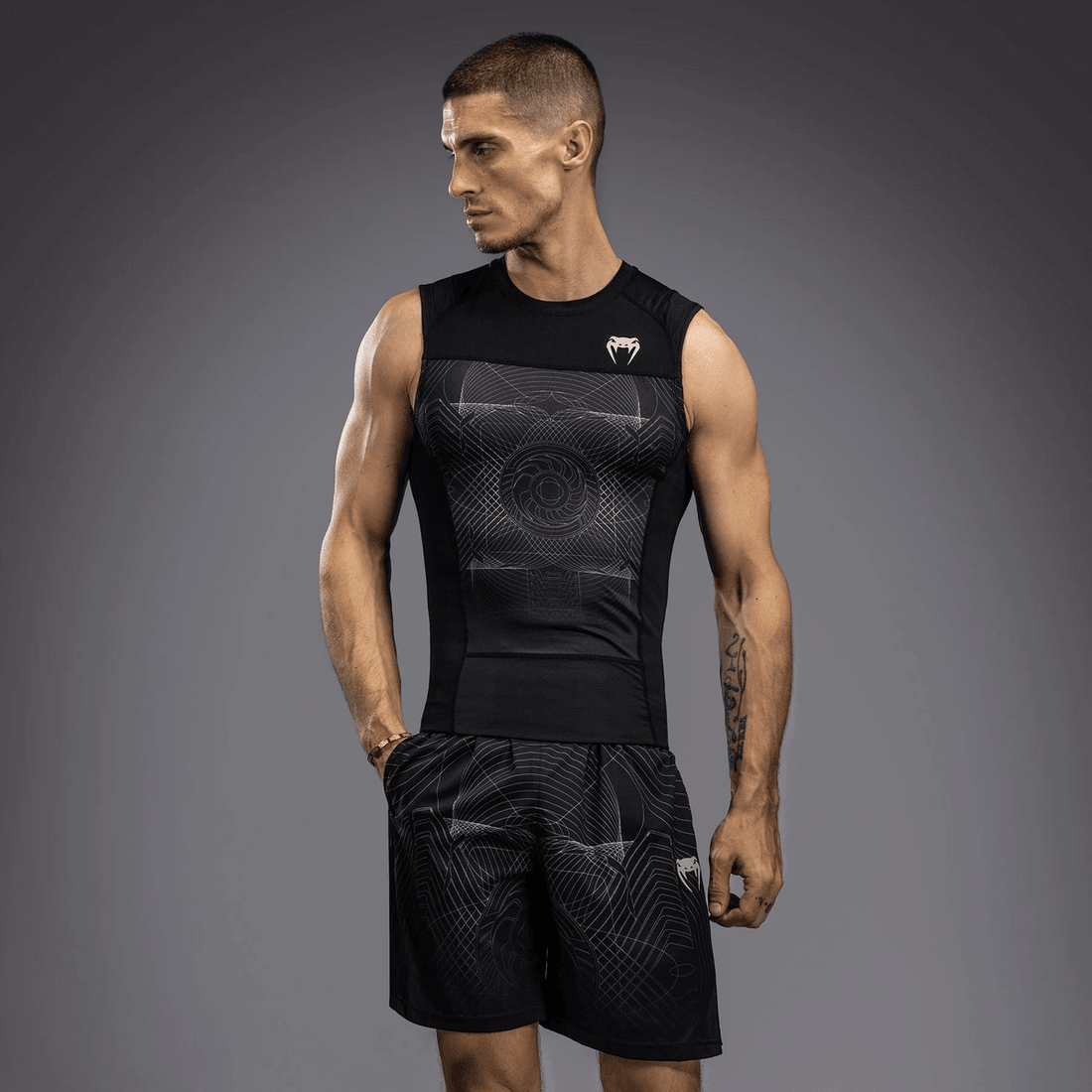 Venum G-Fit Air Men's Sleeveless Rashguard - Deep Black/Desert Sand