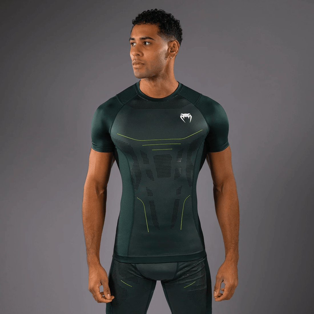 Venum Technical 3.0 Short Sleeve Rashguard - Forest Green