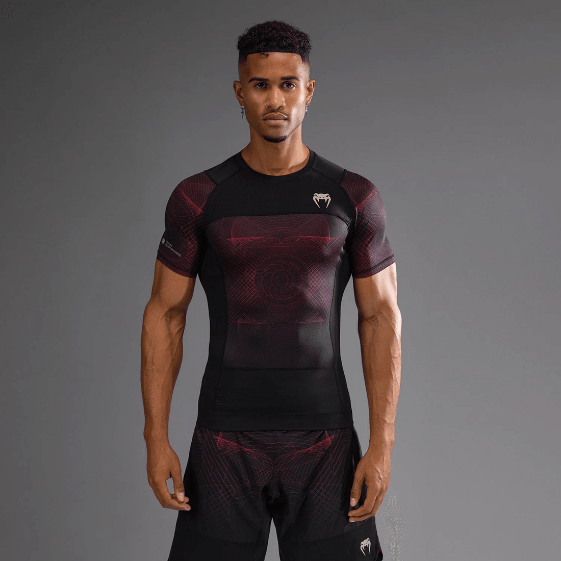 Venum G-Fit Air Men's Short Sleeve Rashguard - Deep Black/Fire Red