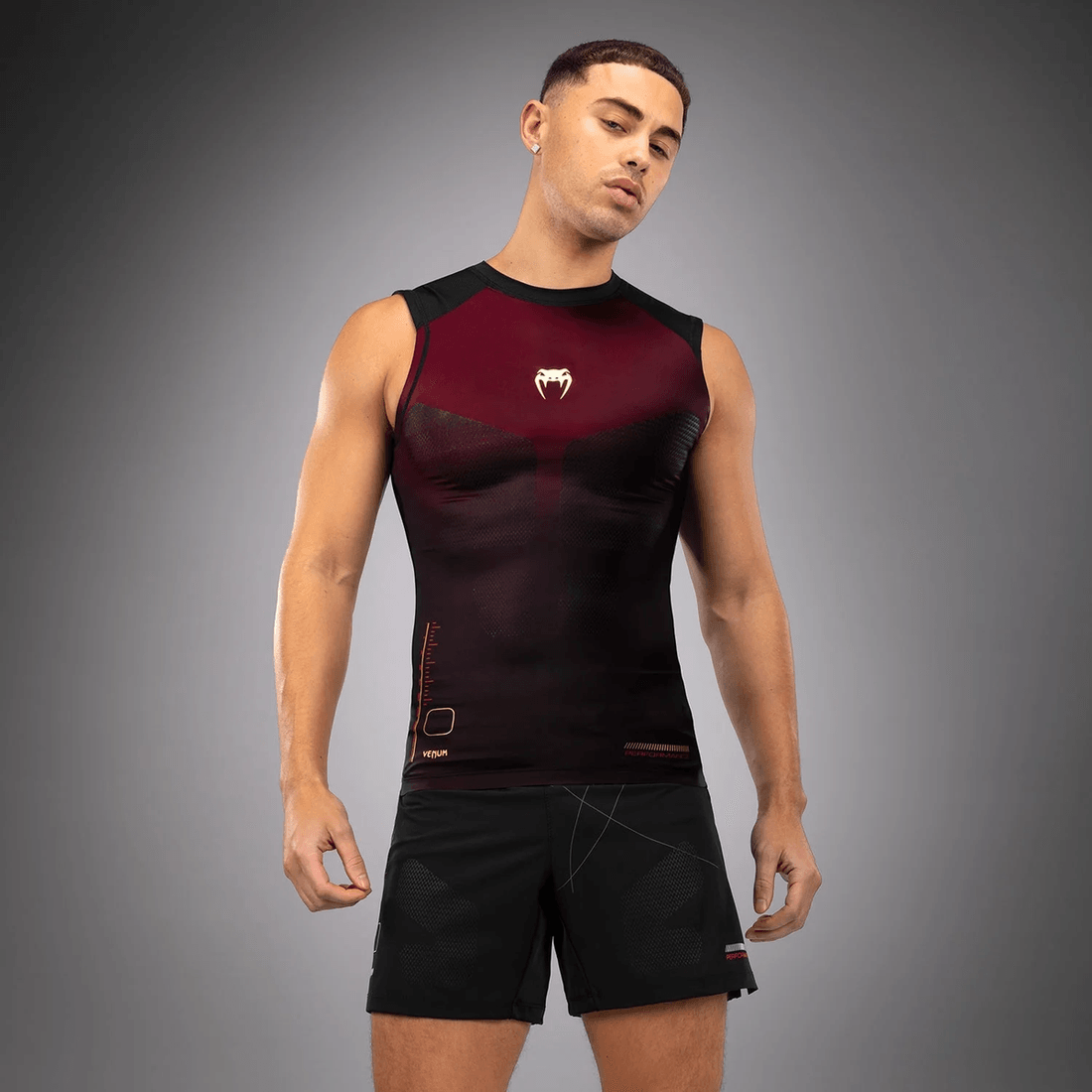 Venum Tactical XT Sleeveless Rashguard - Black/Burgundy/Gold