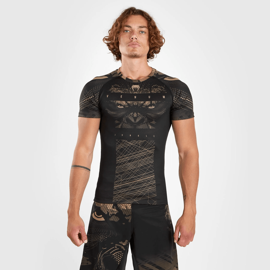 Venum Gorilla Jungle Rashguard Short Sleeves - Black/Sand