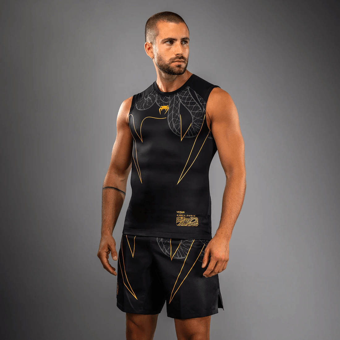 Venum Serpenti Sleeveless Rashguard - Black/Silver/Gold