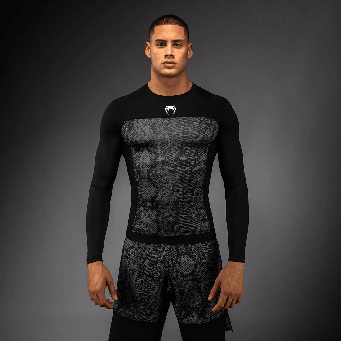 Venum G-Fit Scales Long Sleeve Rashguard - Black/ Charcoal Grey