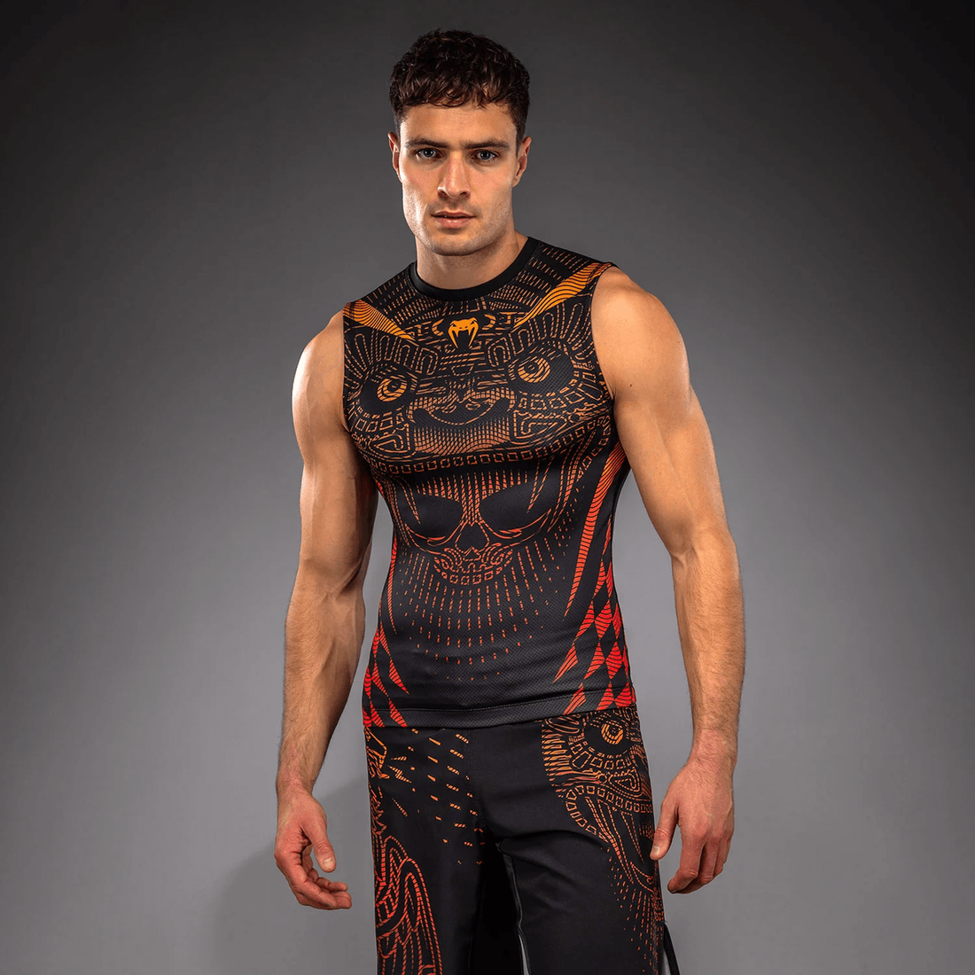 Venum Quetzal Fury Sleeveless Rashguard - Black/Fury Red/ Tangerine
