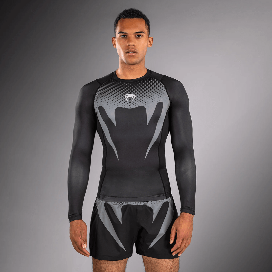 Venum No Gi Rashguards - Black/ Silver Grey