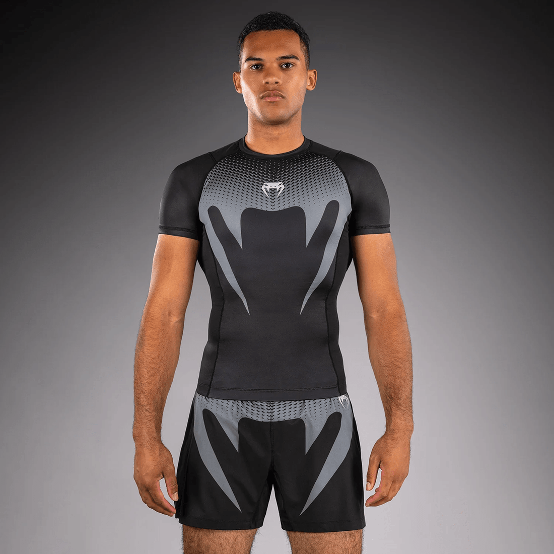 Venum No Gi Rashguards - Black/ Silver Grey
