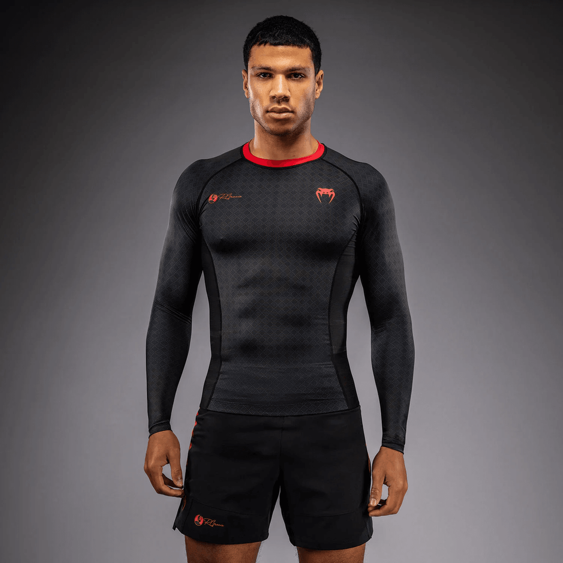 Venum x Roger Gracie Signature Long Sleeve Rashguard - Black/Red