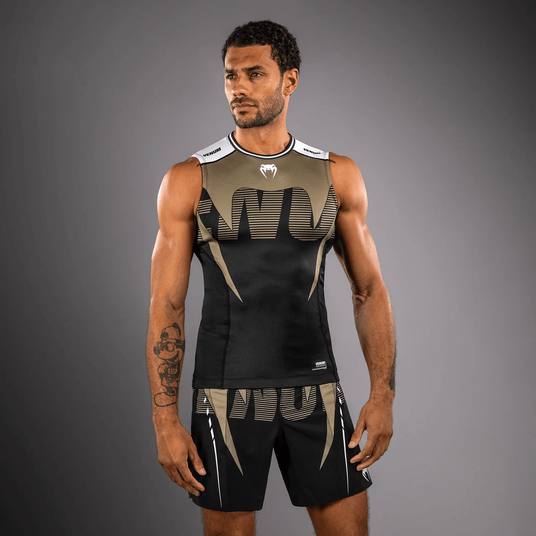 Venum Adrenaline Sleeveless Rashguards - Black/Sand