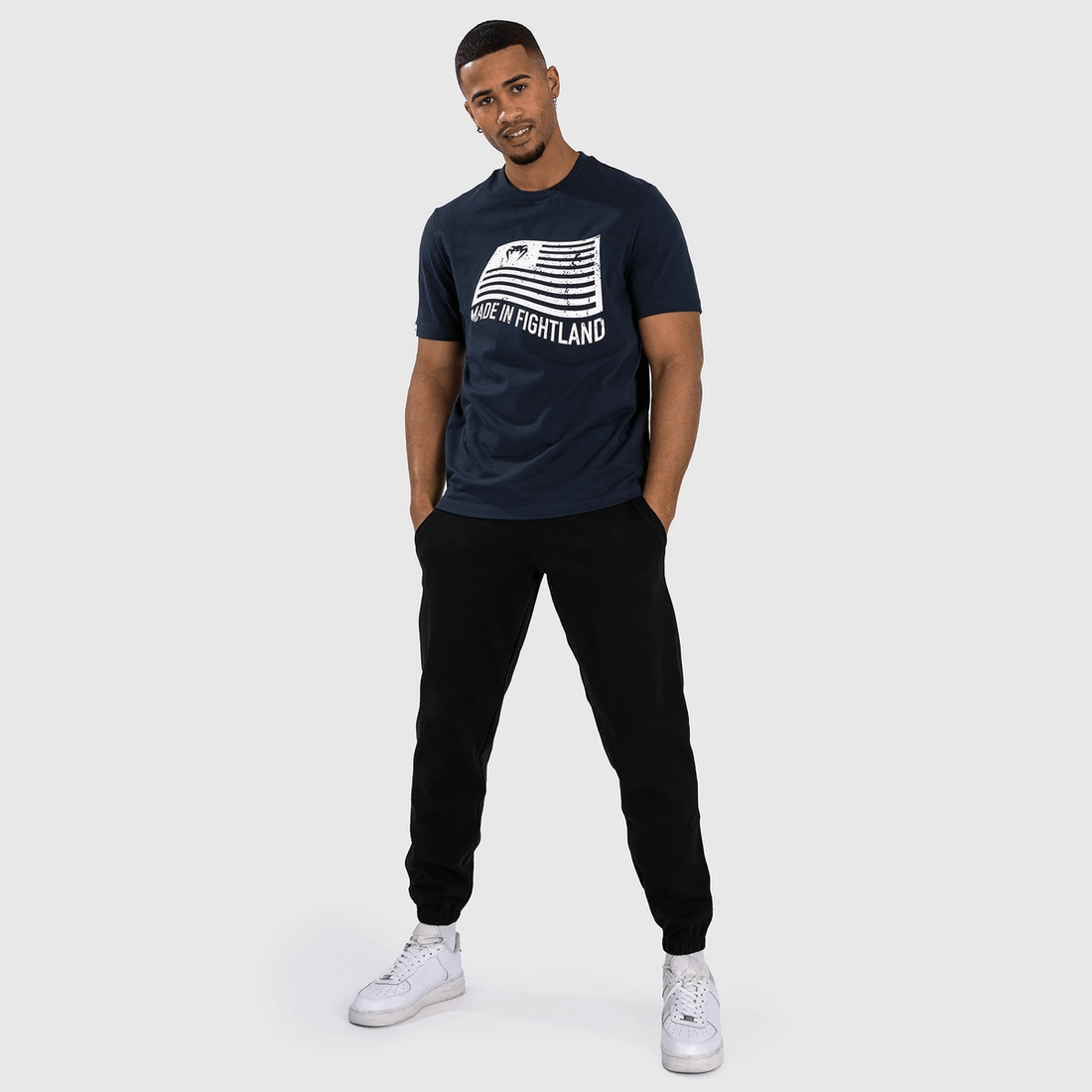 Venum Made in Fightland T-Shirt - Navy Blue/White