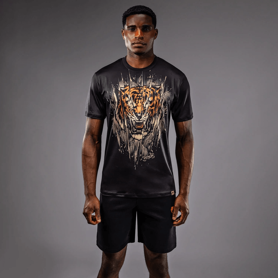 Venum Tiger Men's Dry Tech T-Shirt - Black/Neon Orange