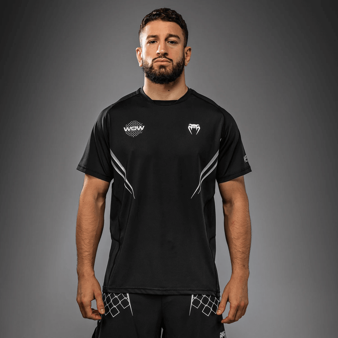 Venum x WOW FC Dry-Tech T-Shirt - Black/Silver Grey