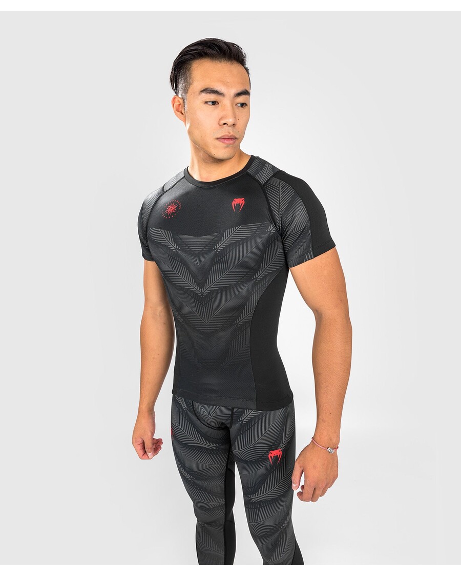 Venum Phantom Rashguard Korte Mouwen - Zwart/rood