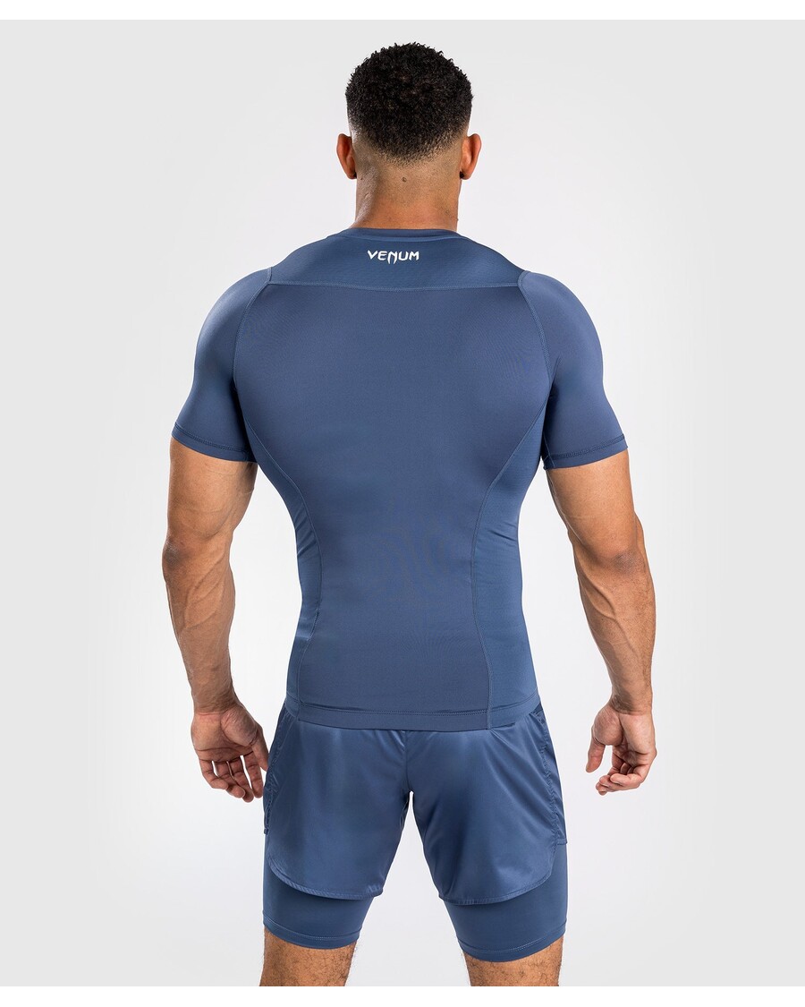 Venum Aanval Rashguard Voor Heren Met Korte Mouwen - Marineblauw
