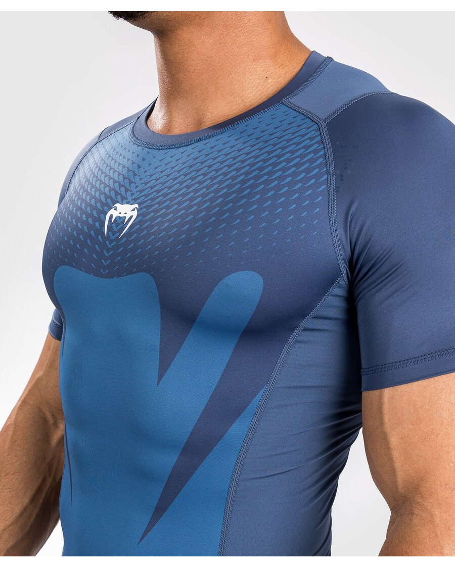Venum Aanval Rashguard Voor Heren Met Korte Mouwen - Marineblauw